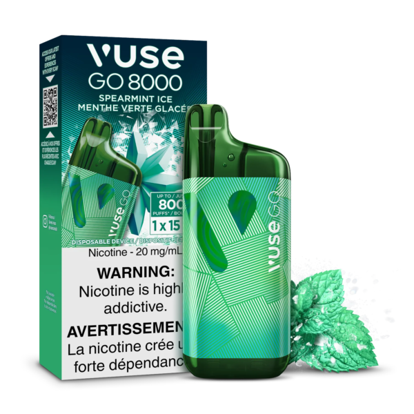 F1-SensoryVisual-8K-SpearmintIce-pack.png Spearmint Ice Vuse GO 8000 - Disposable Vape